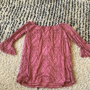 Off the shoulder dusty rose dress